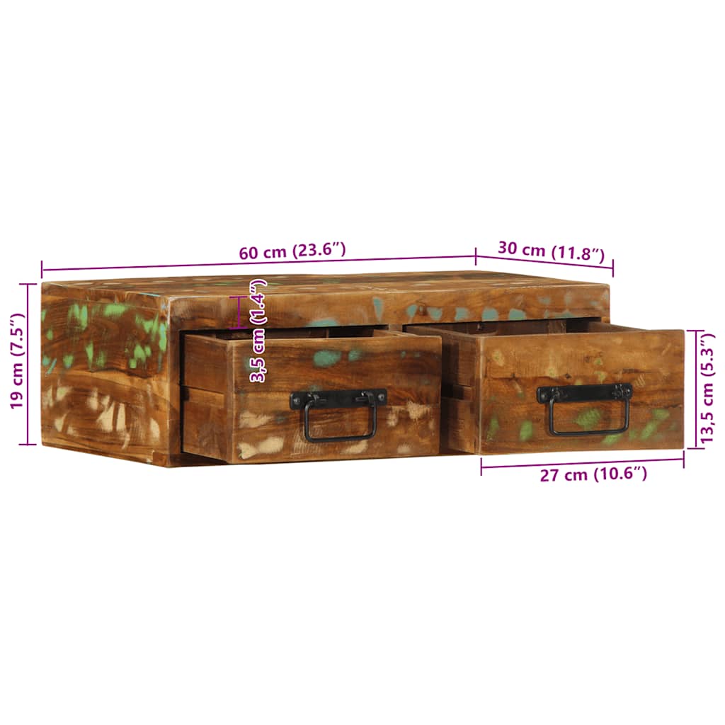 Media Storage Cabinet Wall-Mounted Tv Solid Wood Reclaimed Multicolour LED solid