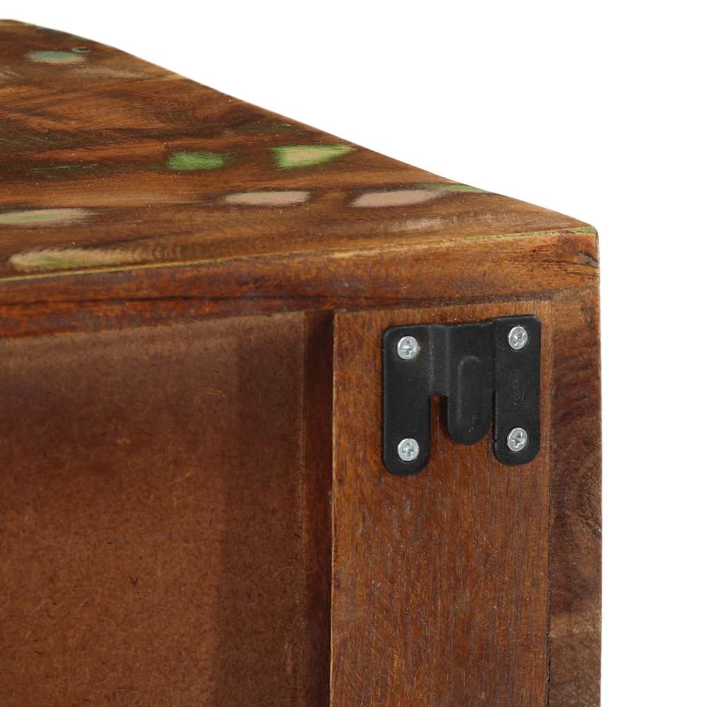 Media Storage Cabinet Wall-Mounted Tv Solid Wood Reclaimed Multicolour LED solid