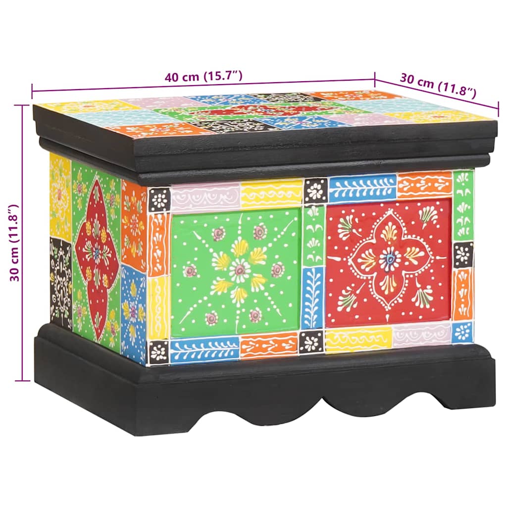 Storage Box Multicolour Solid Mango Wood