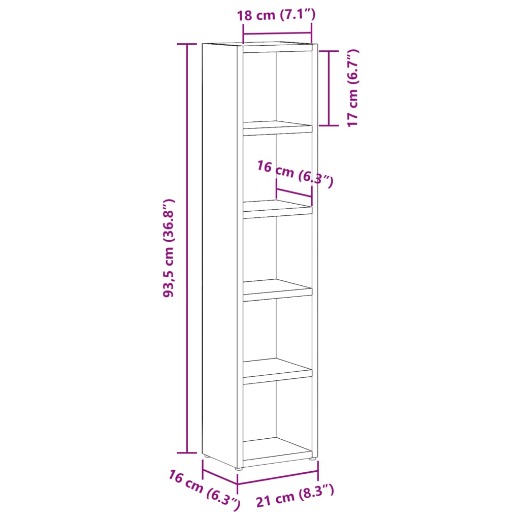 Cd Cabinets 2 Pcs 21X16X93.5 Cm Engineered Wood