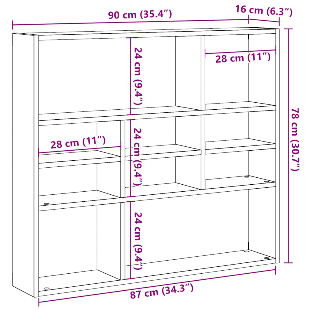 Wall Shelf 90X16X78 Cm Engineered Wood