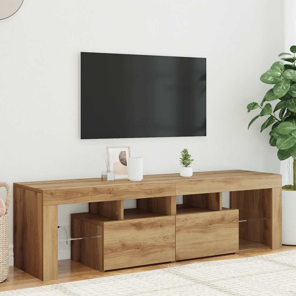 Tv Cabinet With Led Lights 140X36.5X40 Cm Engineered Wood
