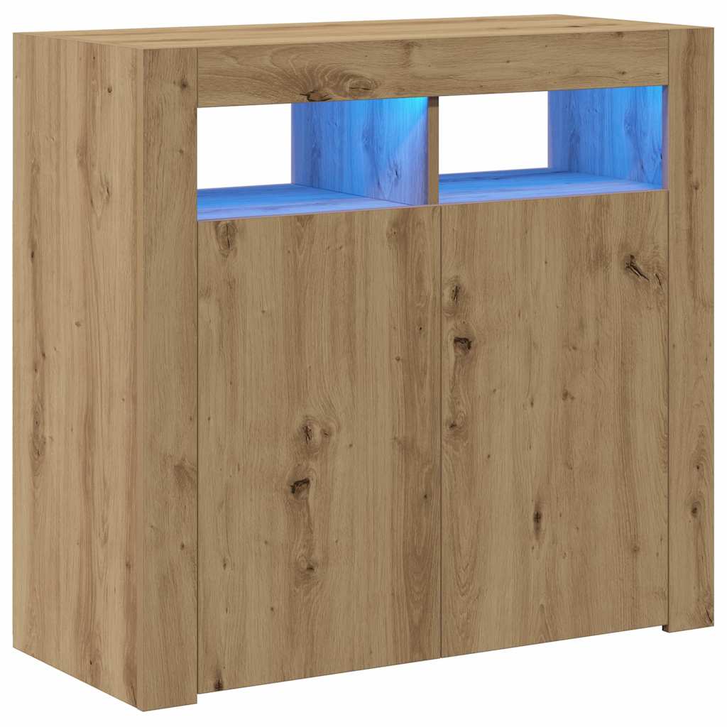 Sideboard With Led Lights Engineered Wood