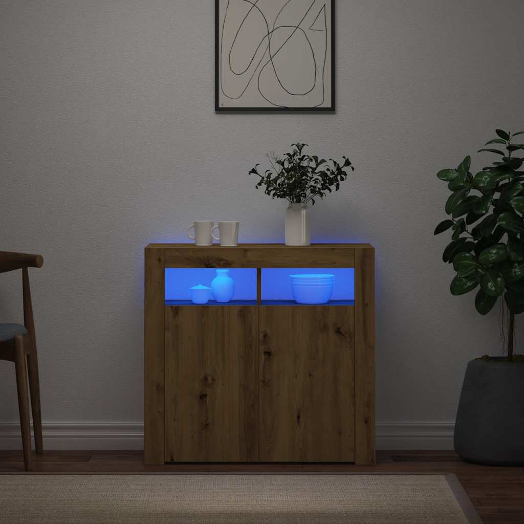 Sideboard With Led Lights Engineered Wood