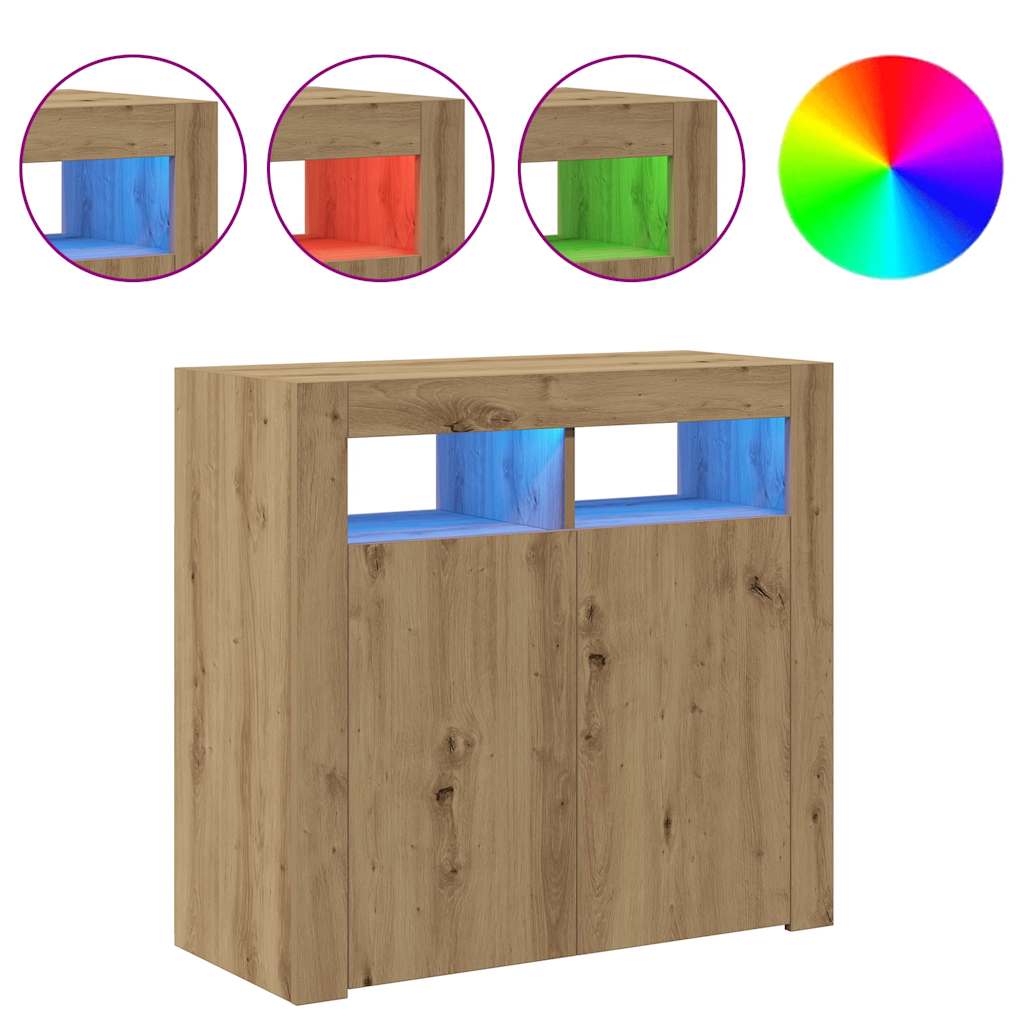 Sideboard With Led Lights Engineered Wood