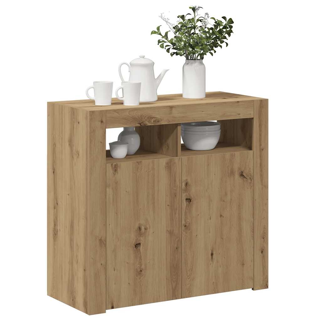 Sideboard With Led Lights Engineered Wood