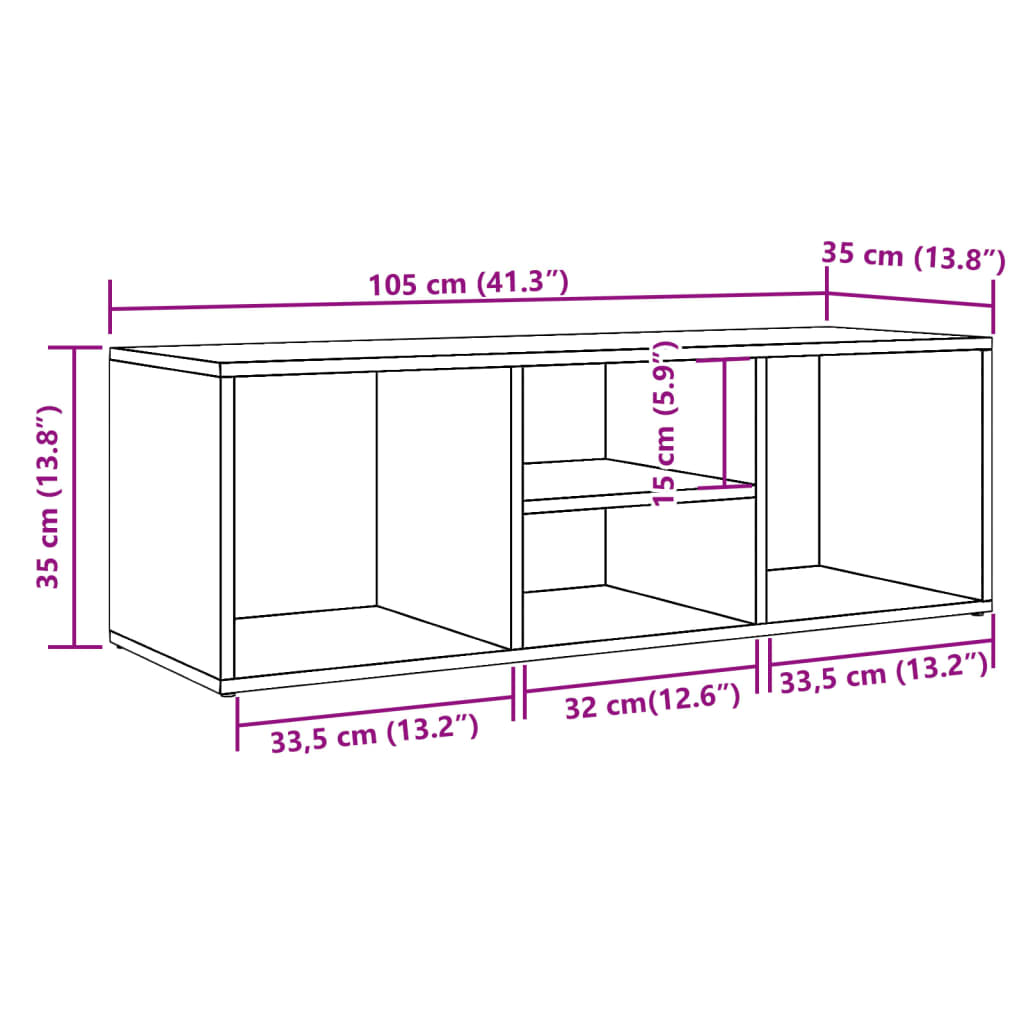 Shoe Storage Bench 105X35X35 Cm Engineered Wood