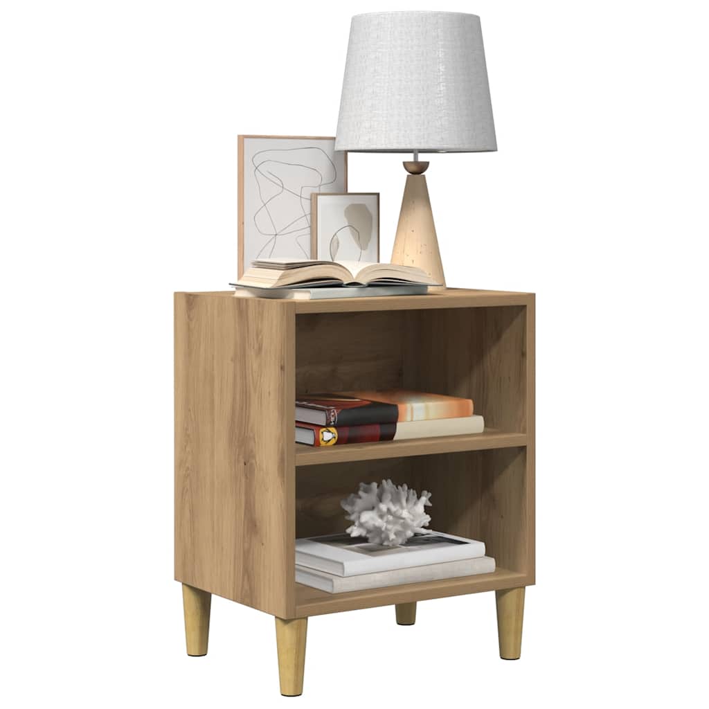 Bed Cabinet With Solid Wood Legs 40X30X50 Cm