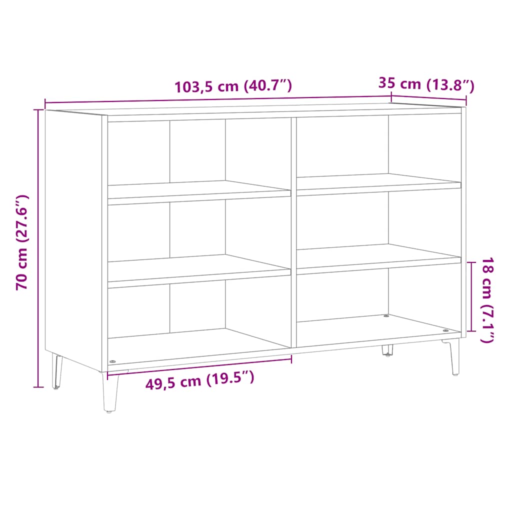 Sideboard 103.5X35X70 Cm Engineered Wood