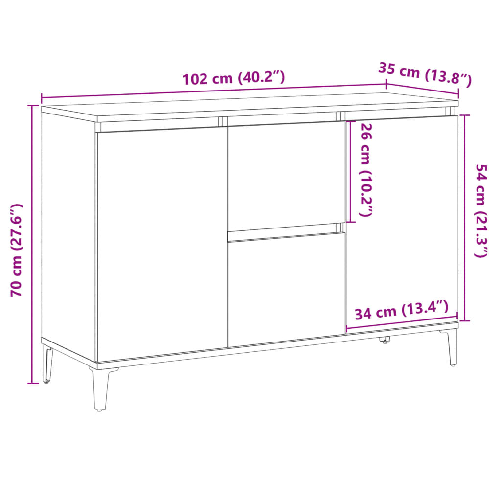 Sideboard 102X35X70 Cm Engineered Wood