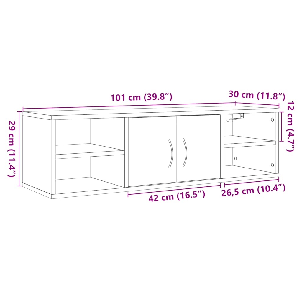 Wall Cabinet 101X30X29 Cm Engineered Wood