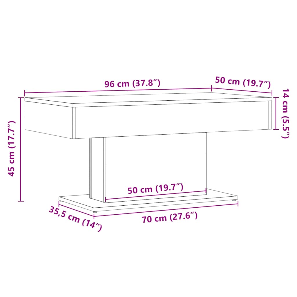 Coffee Table 96X50X45 Cm Engineered Wood