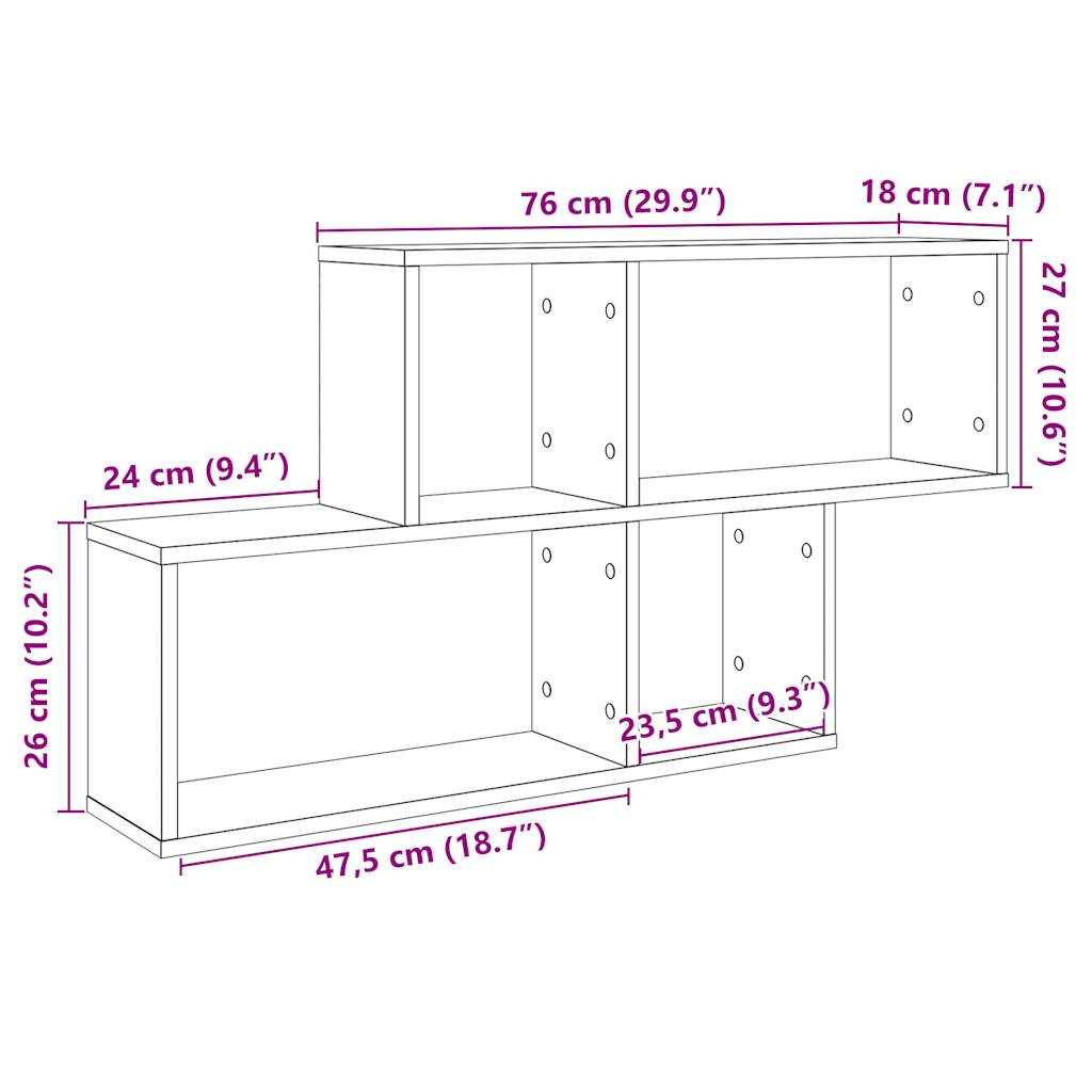 Wall Shelf 100X18X53 Cm Engineered Wood