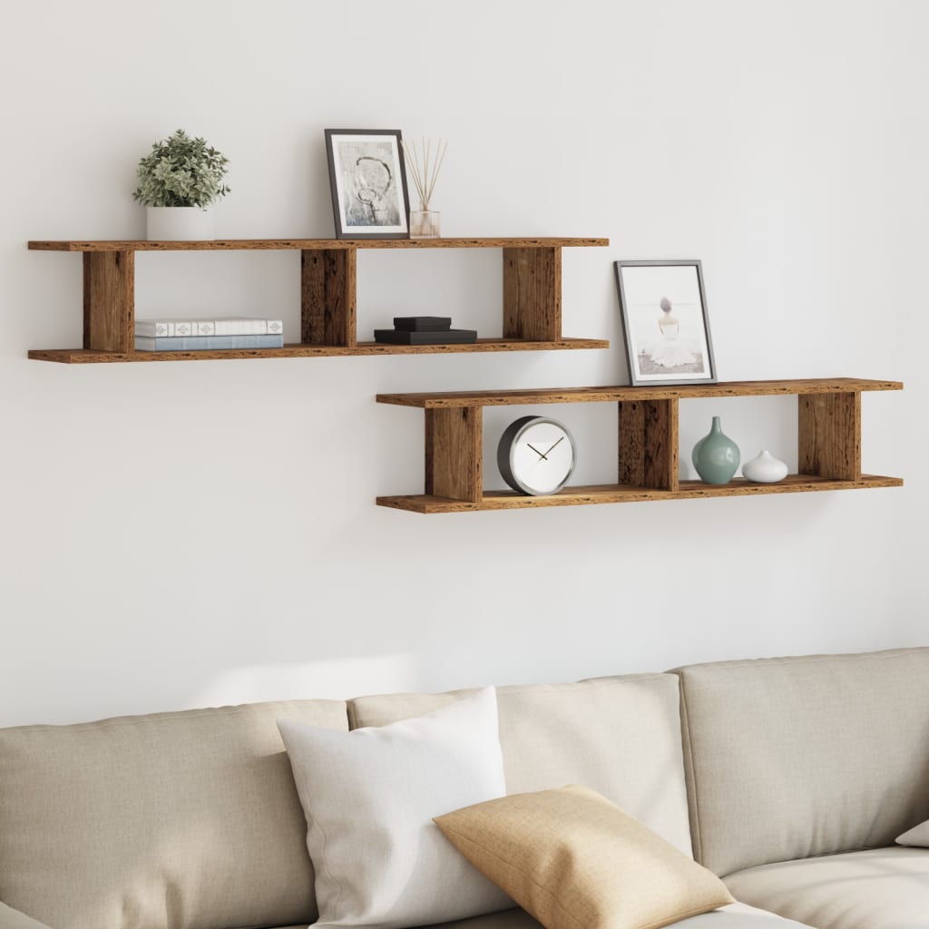 Wall Shelves 2 Pcs Engineered Wood