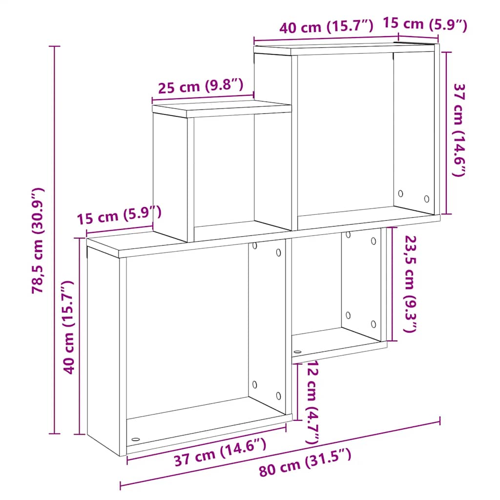 Wall Shelf 80X15X78.5 Cm Engineered Wood