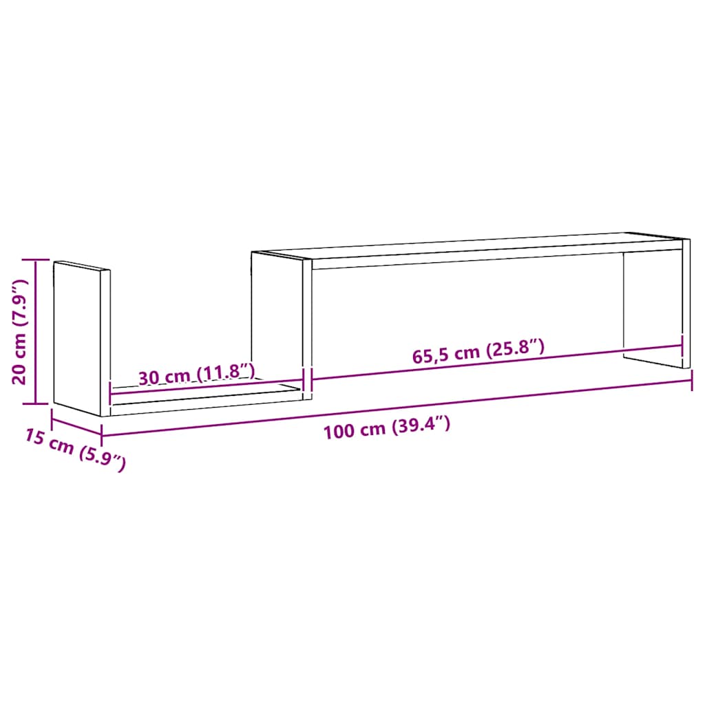 Wall Shelves 2 Pcs 100X15X20 Cm Engineered Wood