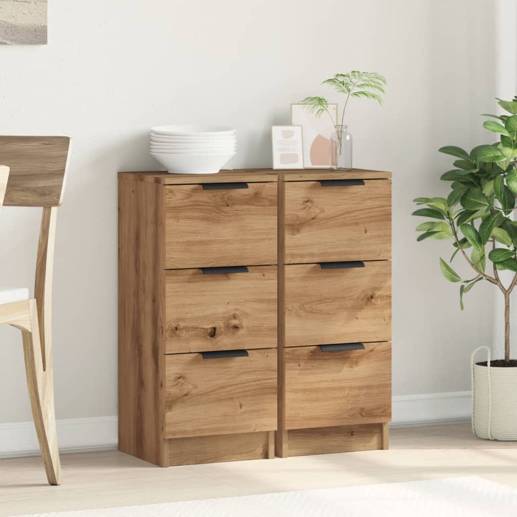 Sideboards 2 Pcs 30X30X70 Cm Engineered Wood