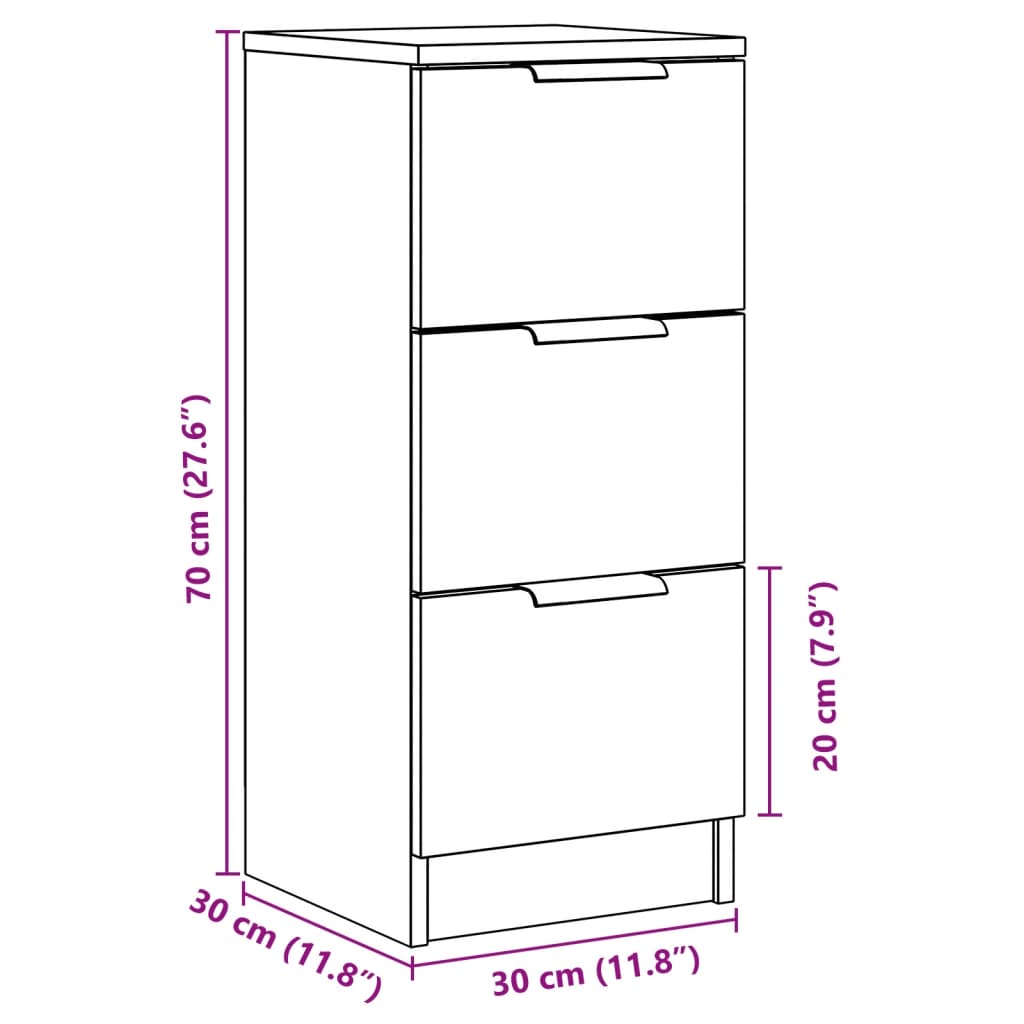 Sideboards 2 Pcs 30X30X70 Cm Engineered Wood
