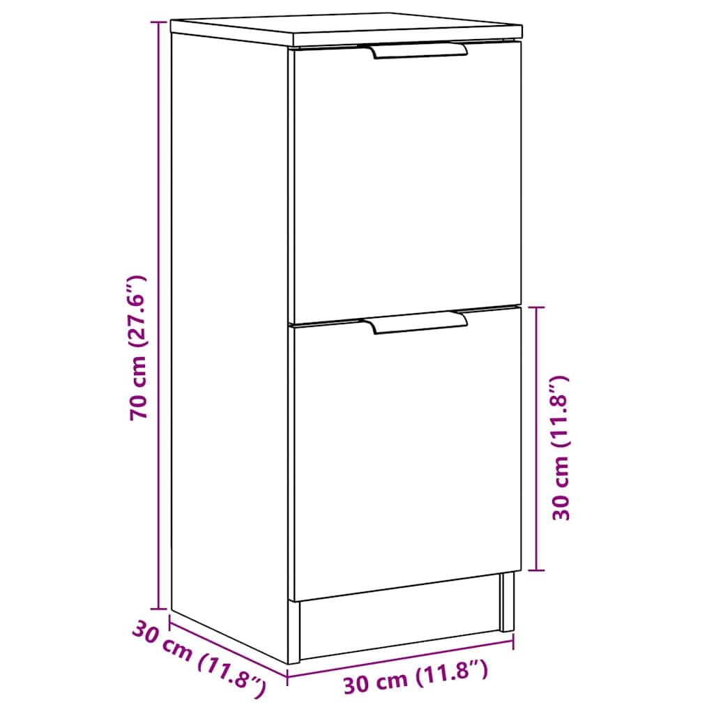 Sideboards 2 Pcs 30X30X70 Cm Engineered Wood