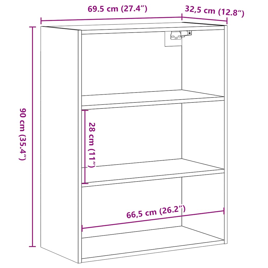 Hanging Wall Cabinet 69.5X32.5X90 Cm