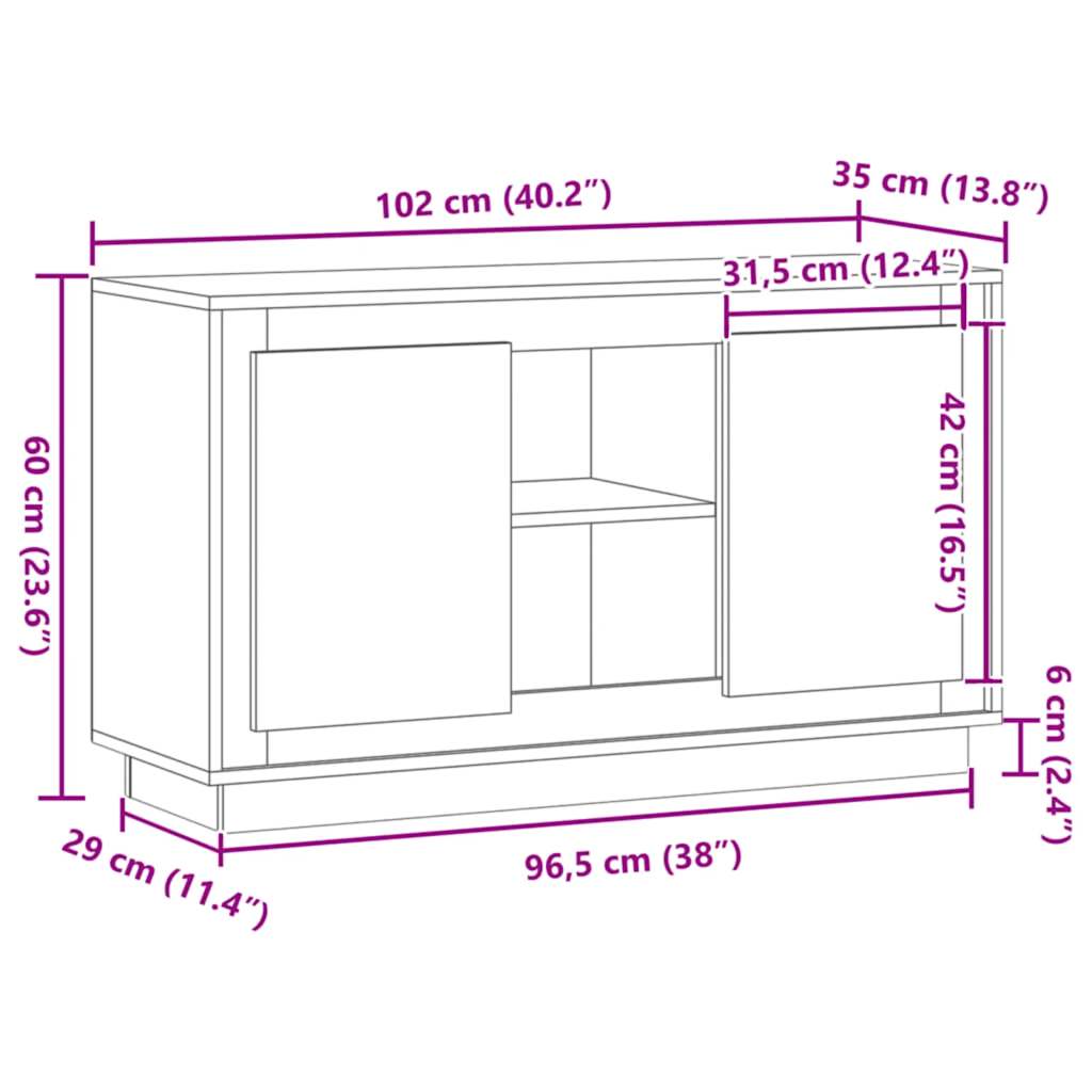 Sideboard 102X35X60 Cm Engineered Wood