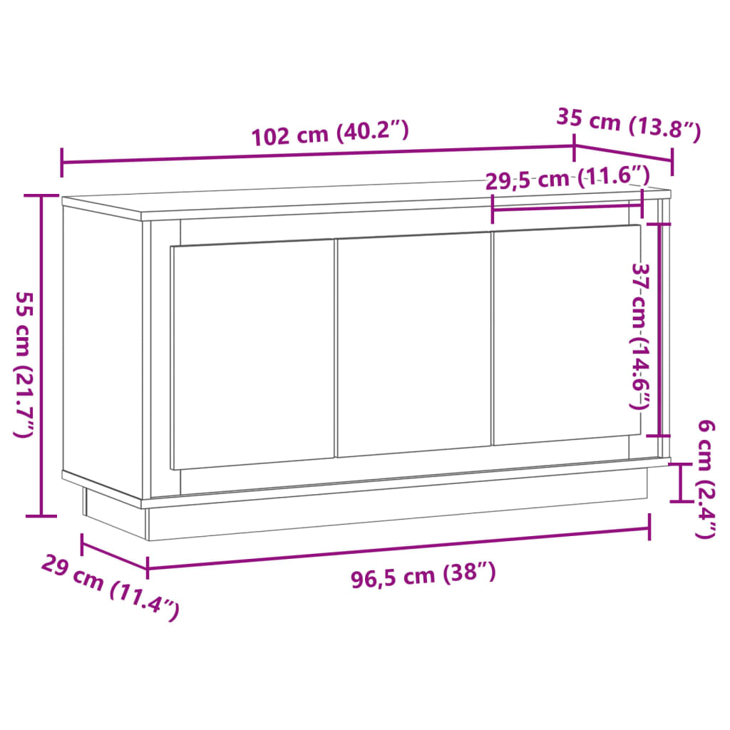 Sideboard 102X35X55 Cm Engineered Wood