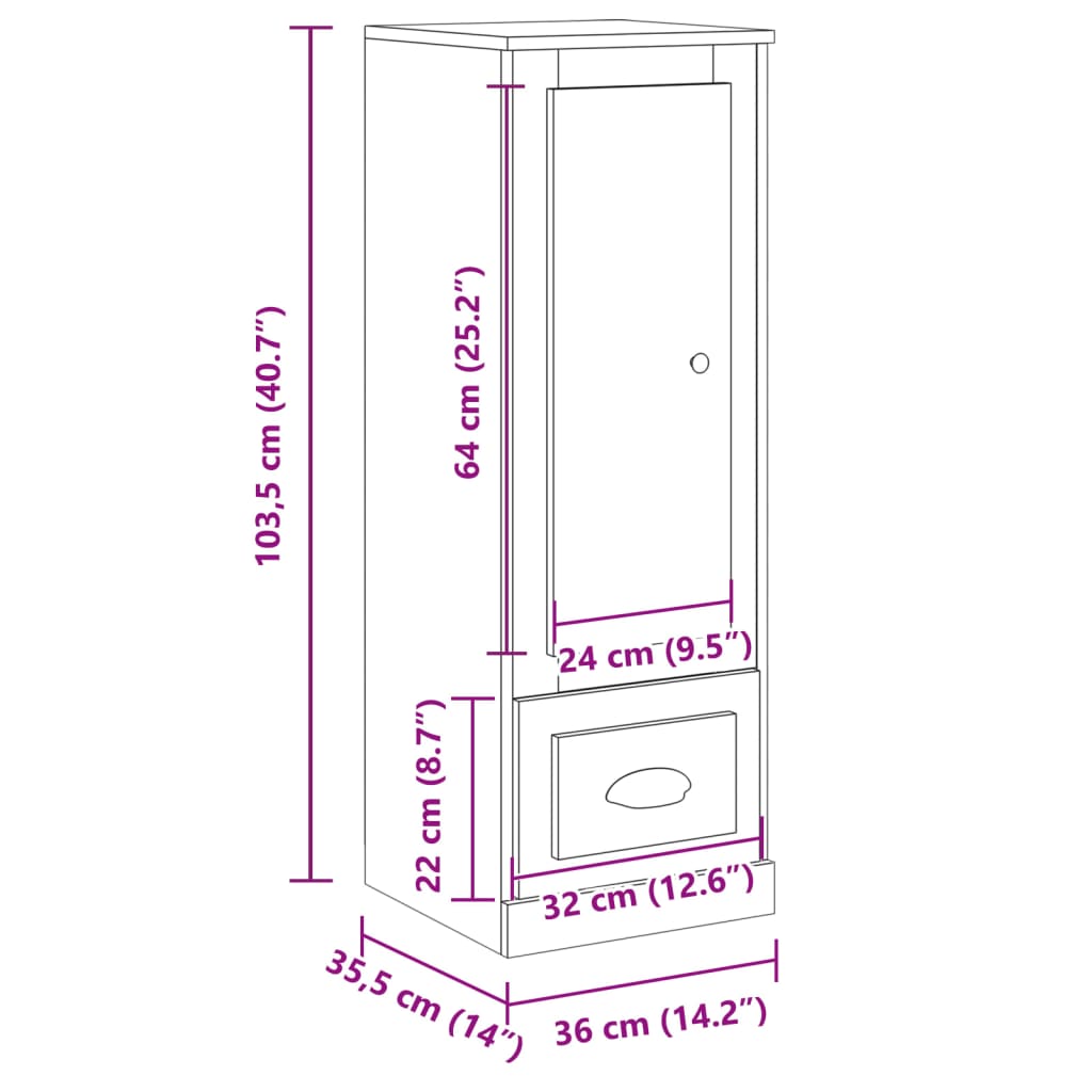 Highboard 36X35.5X103.5 Cm Engineered Wood