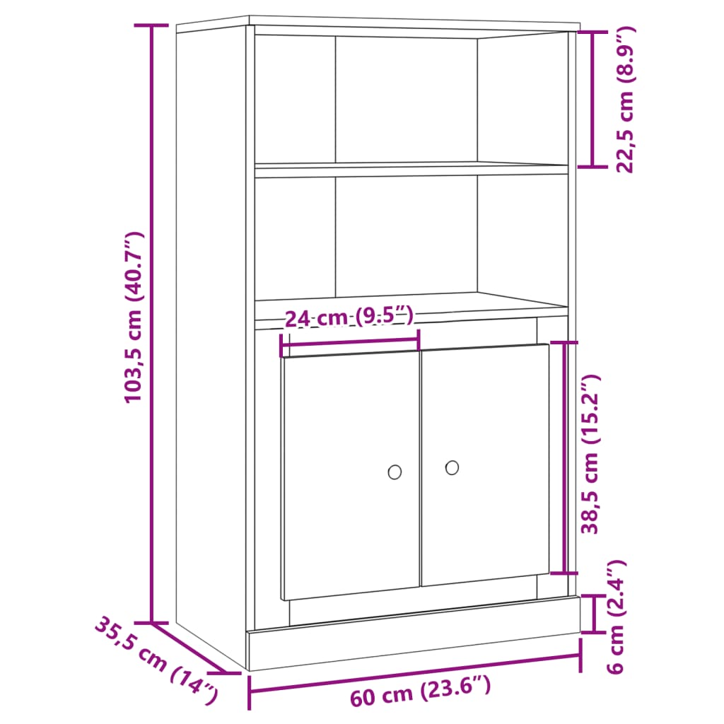 Highboard Artisian 60X35.5X103.5 Cm Engineered Wood