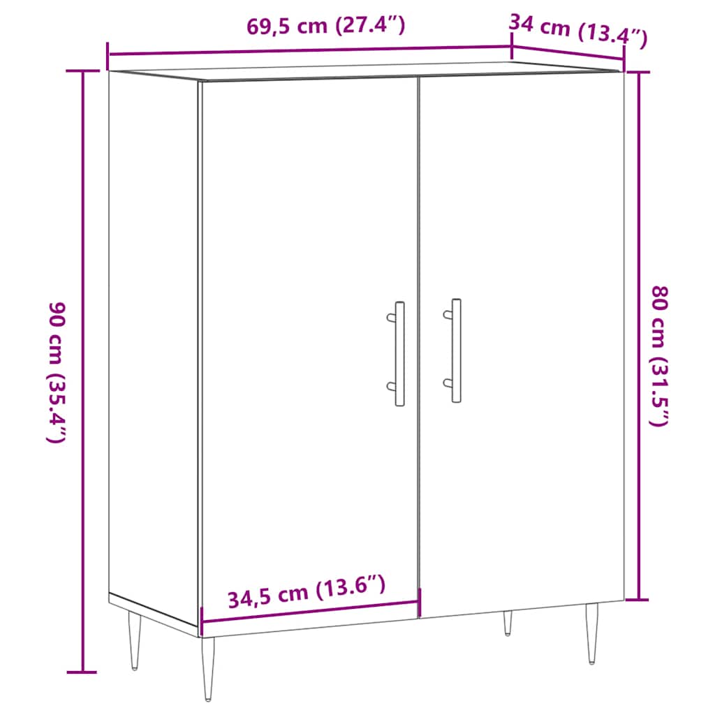 Sideboard 69.5X34X90 Cm Engineered Wood