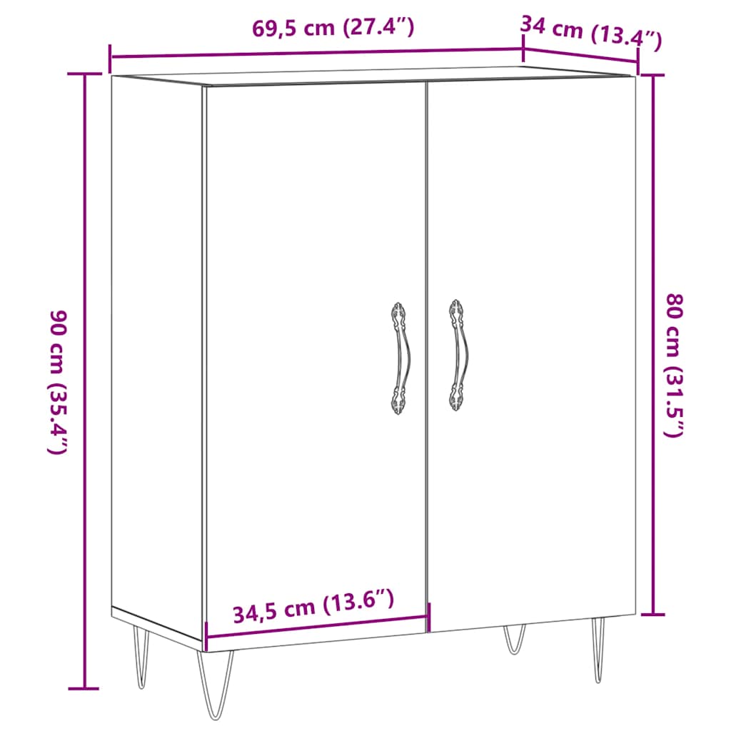 Sideboard 69.5X34X90 Cm Engineered Wood