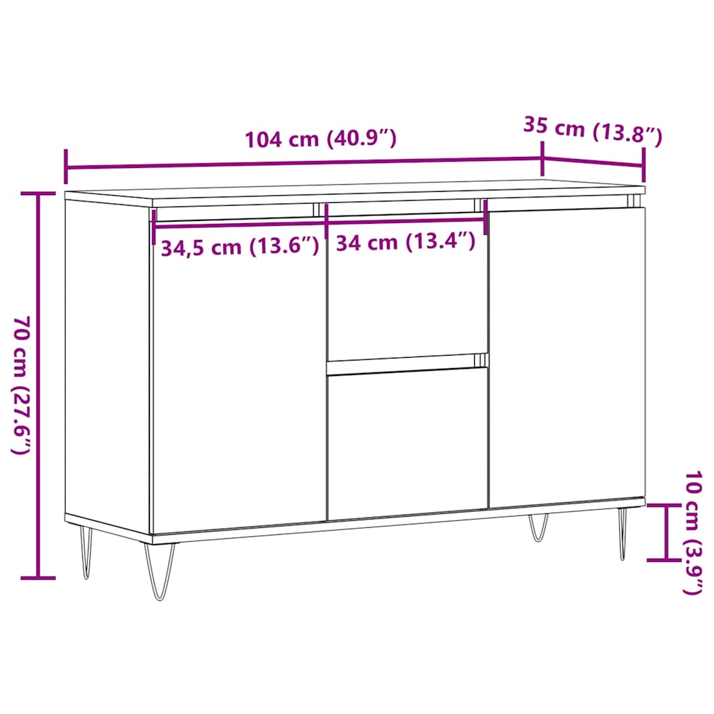 Sideboard 101.5X35X70 Cm Engineered Wood