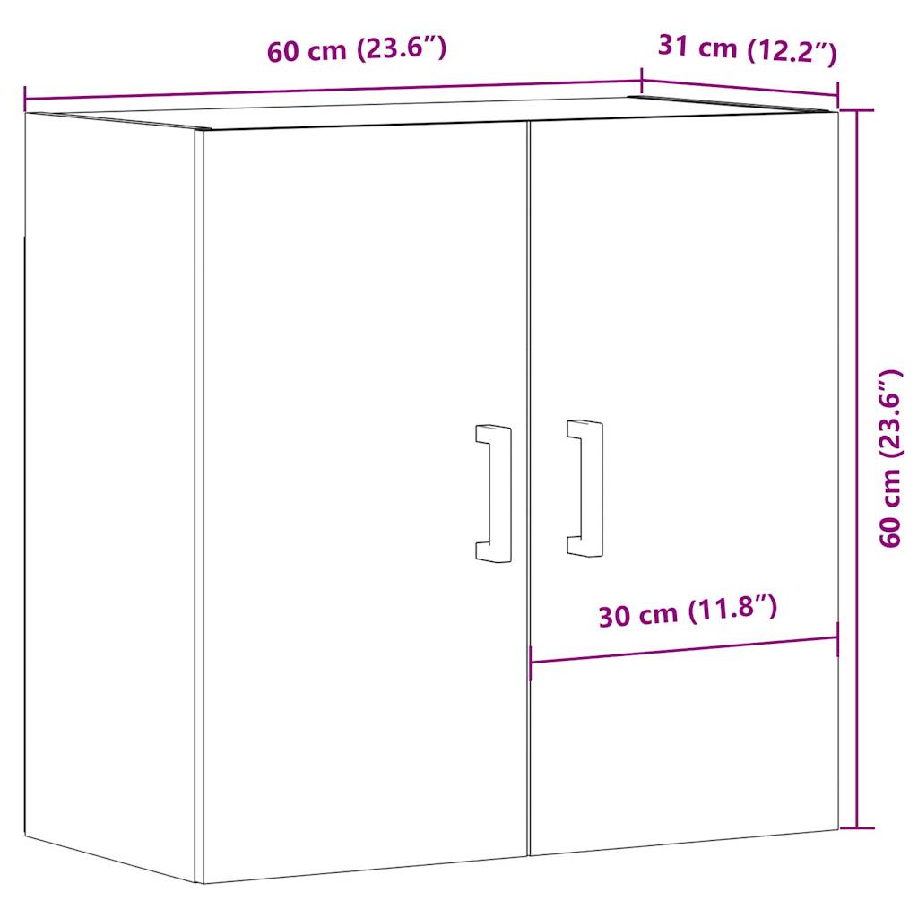 Wall Cabinet 60X31X60 Cm Engineered Wood