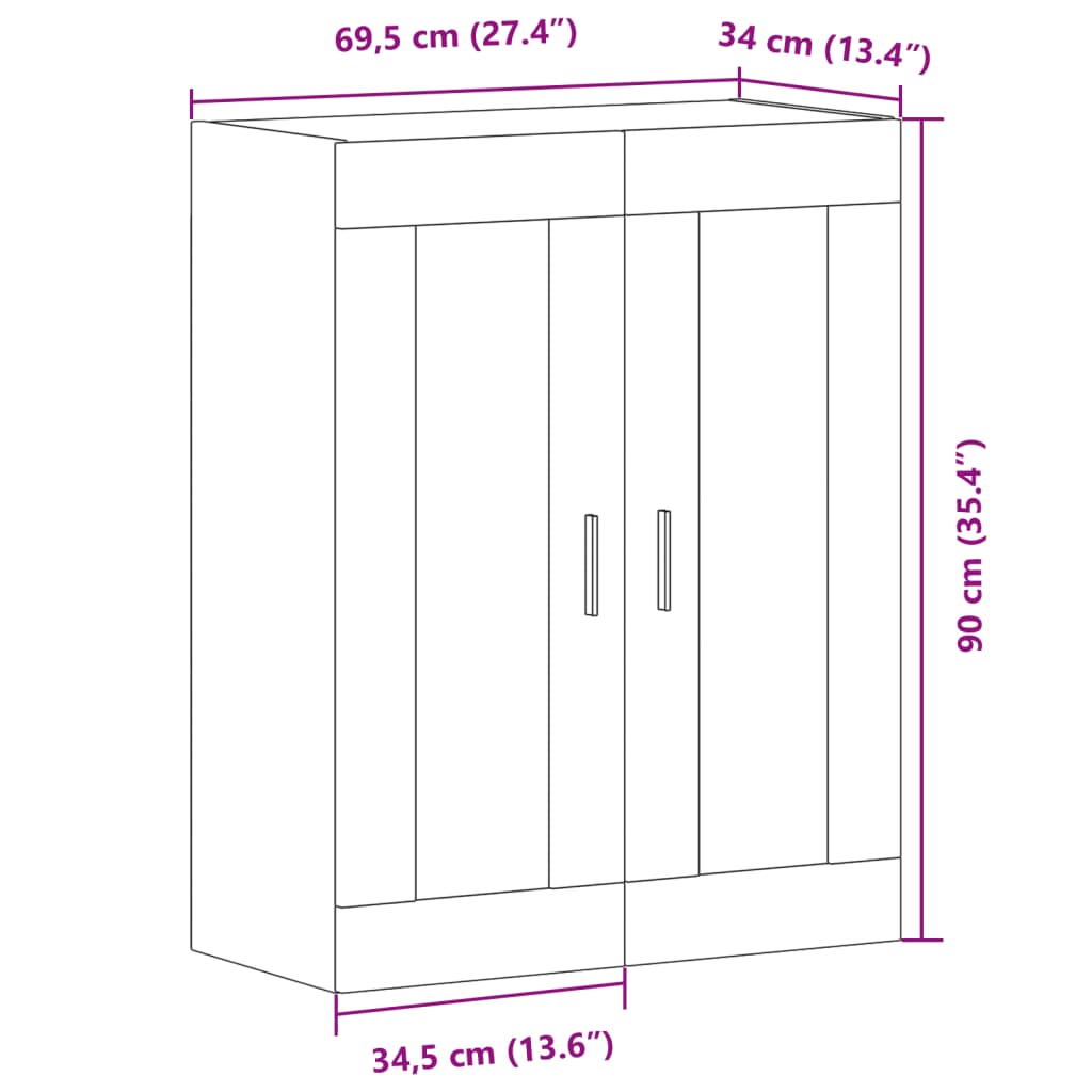 Wall Mounted Cabinet 69.5X34X90 Cm Engineered Wood