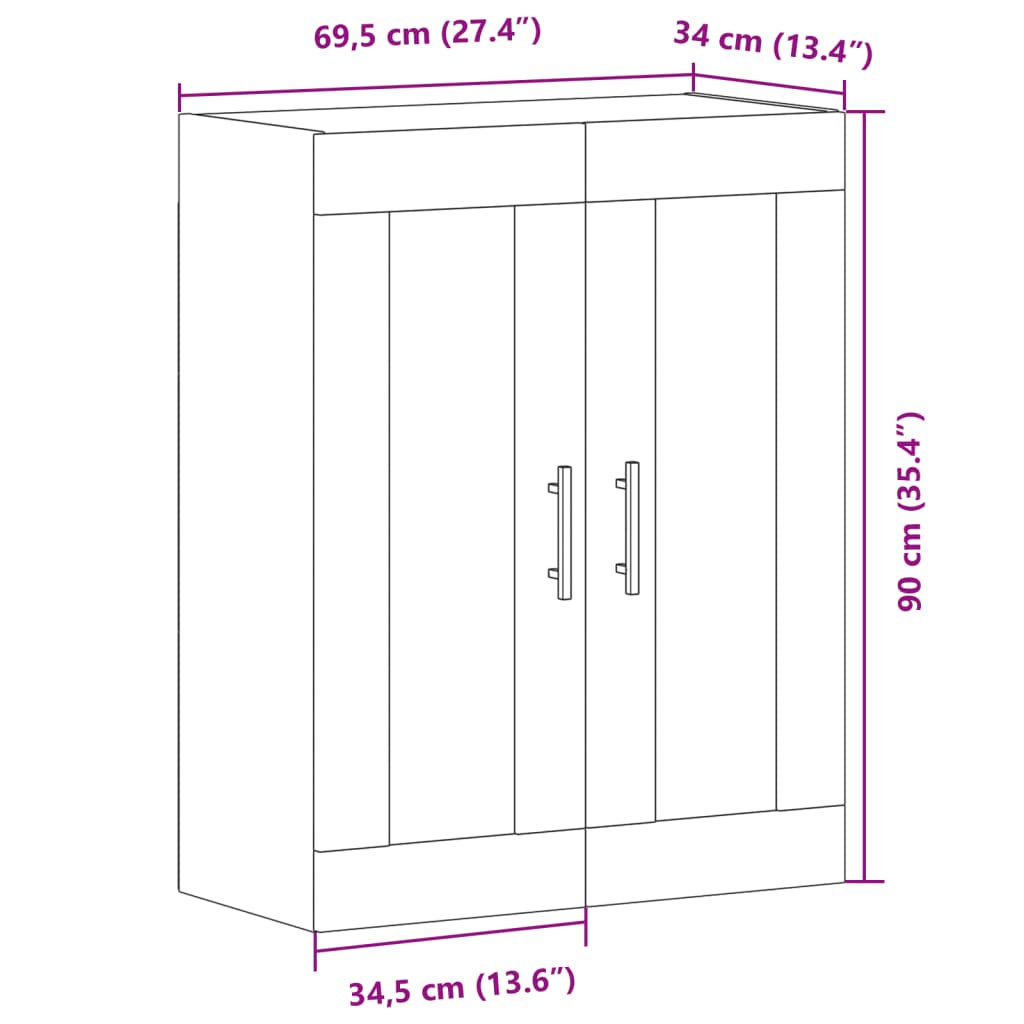 Wall Mounted Cabinet 69.5X34X90 Cm Engineered Wood