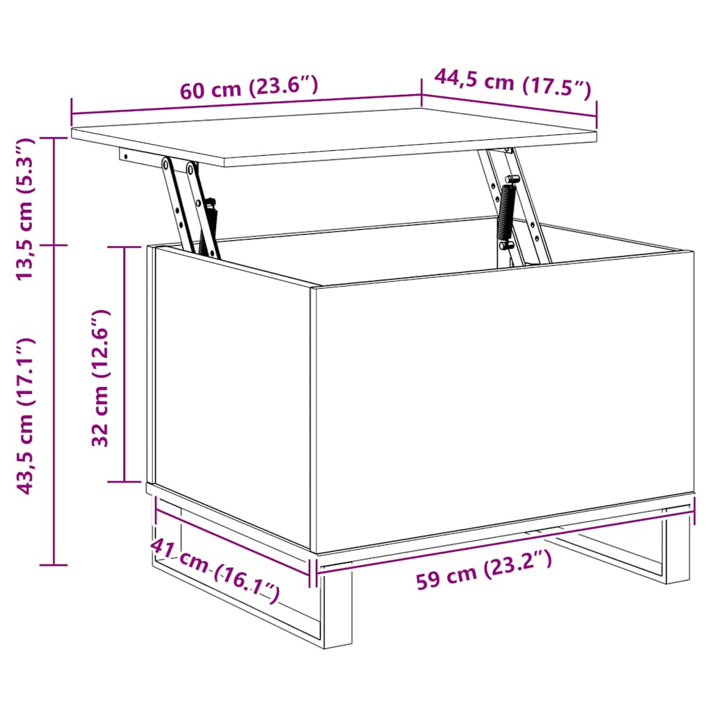 Coffee Table 60X44.5X45 Cm Engineered Wood