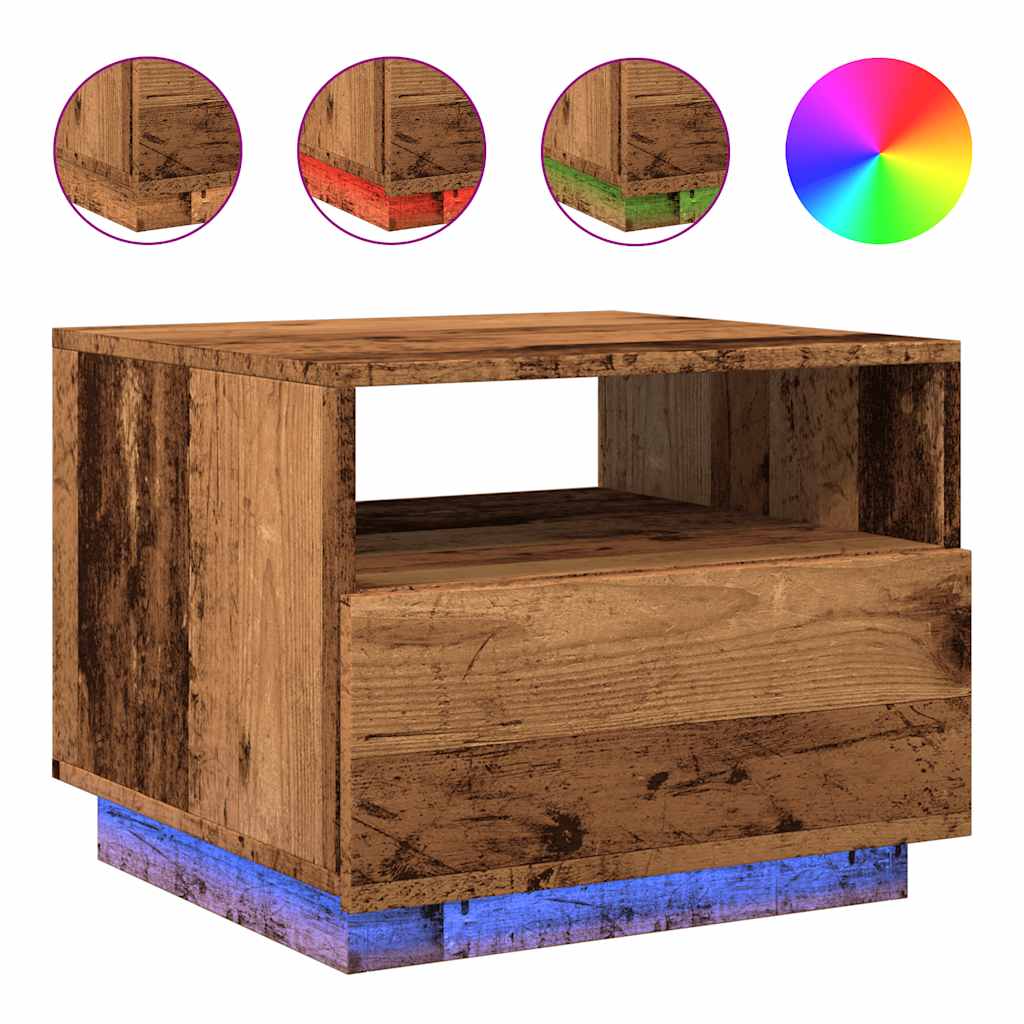Coffee Table With Led Lights 50X49X40 Cm