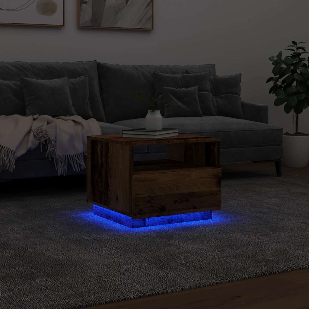 Coffee Table With Led Lights 50X49X40 Cm