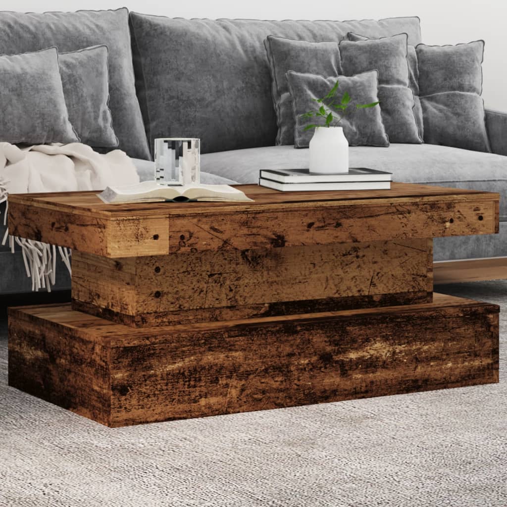 Coffee Table With Led Lights 90X50X40 Cm