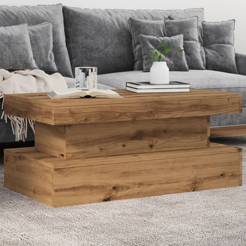 Coffee Table With Led Lights 90X50X40 Cm