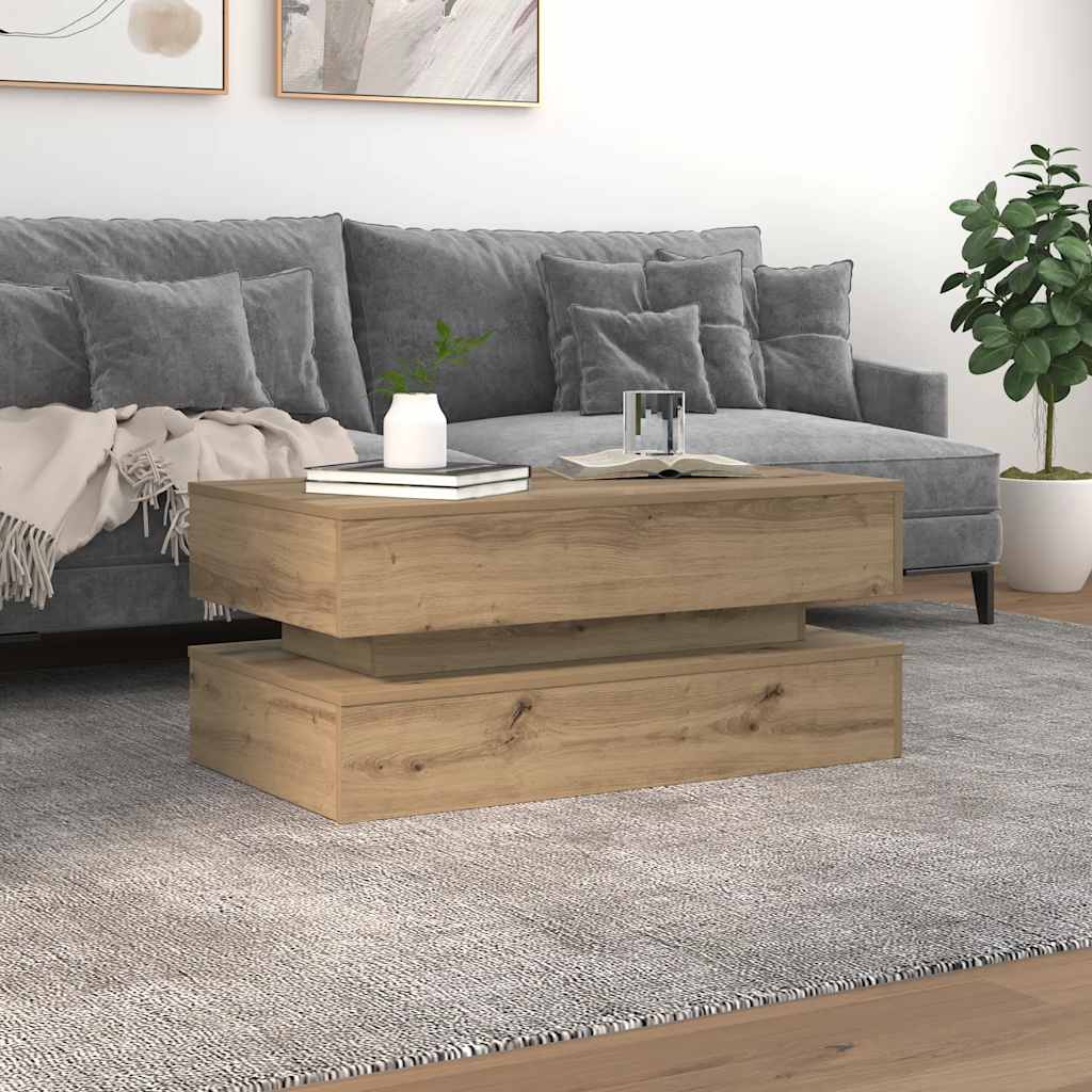 Coffee Table With Led Lights 90X50X40 Cm