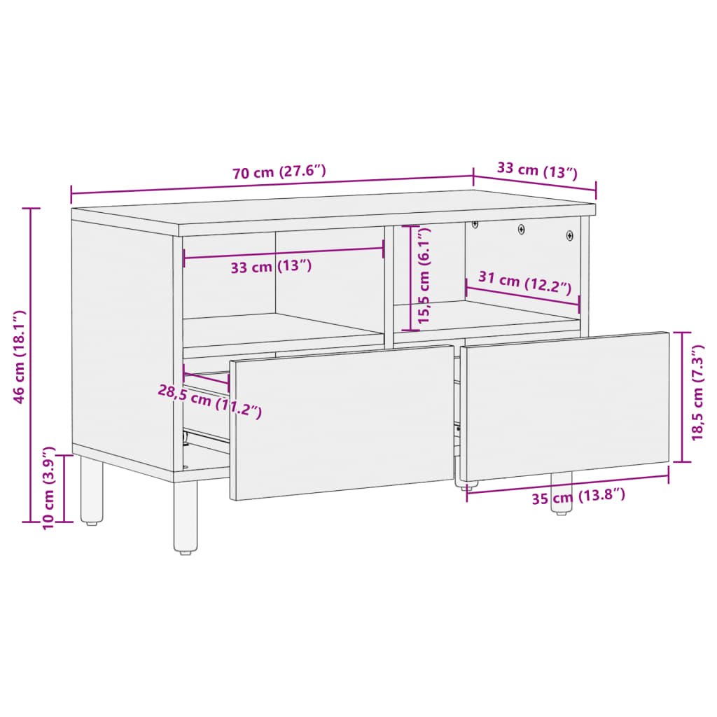Tv Cabinet Black 70X33X46 Cm Engineered Wood