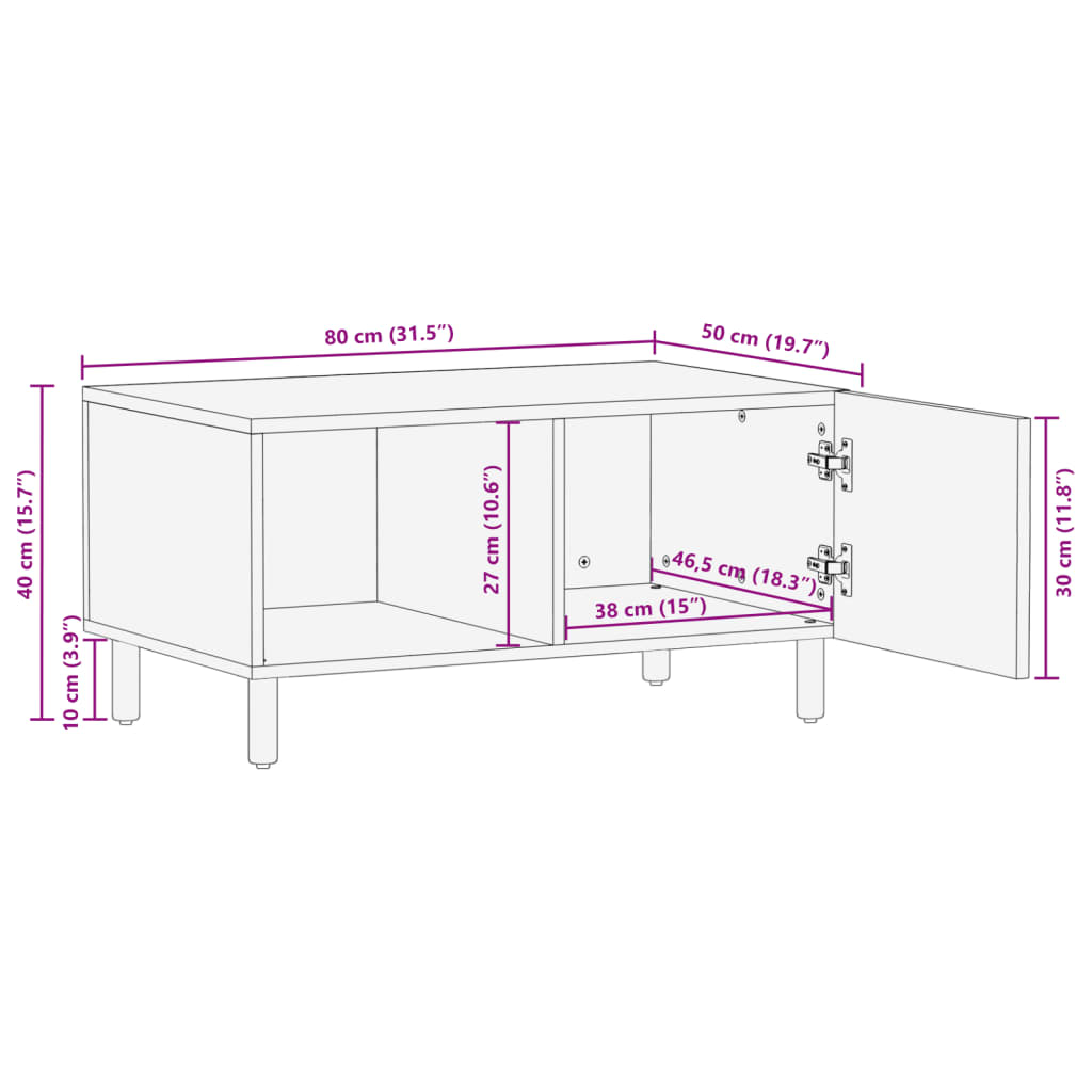Coffee Table Black 80X50X40 Cm Engineered Wood