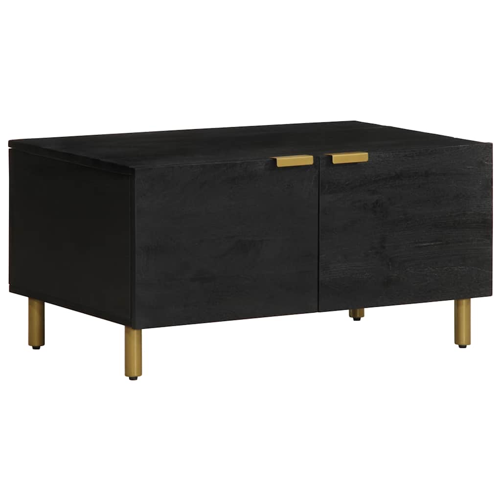Coffee Table Black Engineered Wood Modern Living Room Furniture 80cm brass 80 cm