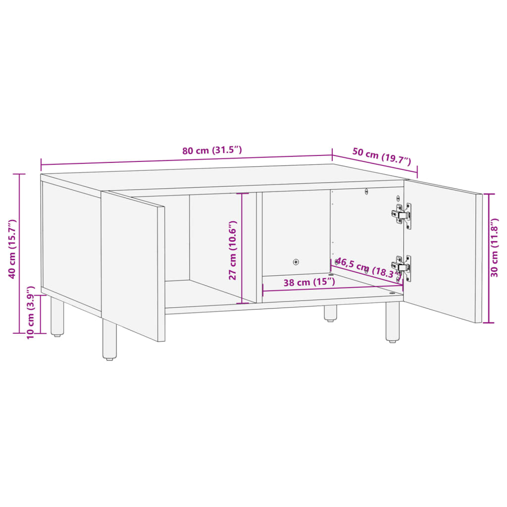 Coffee Table Black 80X50X40 Cm Engineered Wood