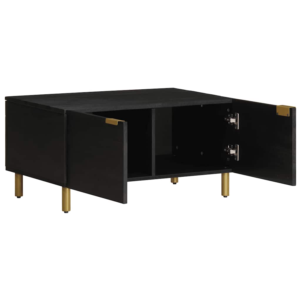 Coffee Table Black Engineered Wood Modern Living Room Furniture 80cm brass 80 cm