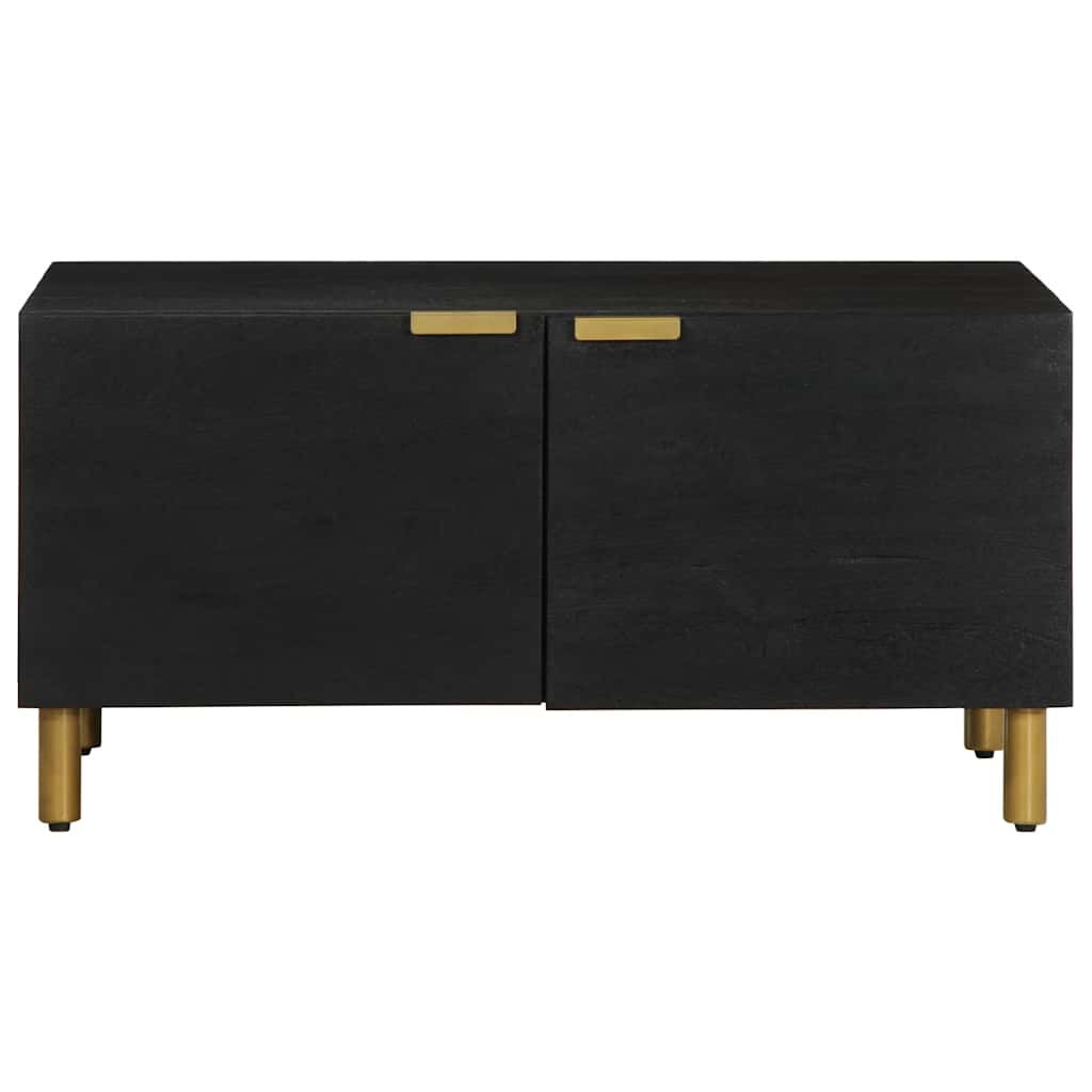 Coffee Table Black Engineered Wood Modern Living Room Furniture 80cm brass 80 cm