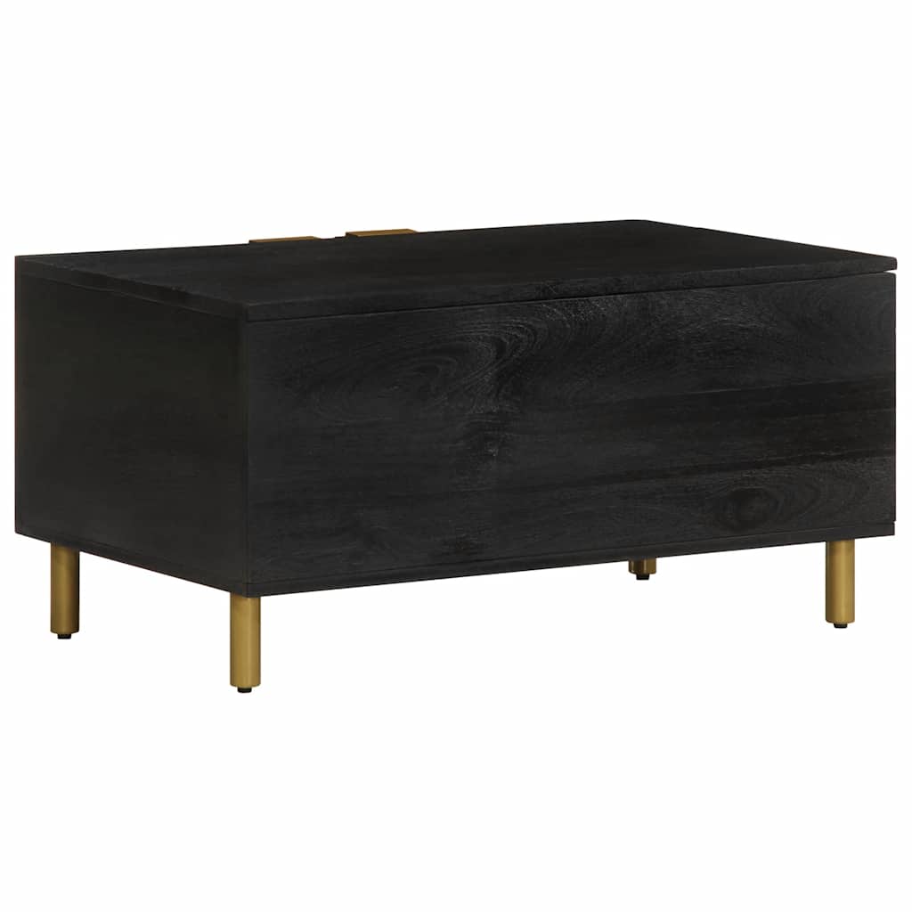 Coffee Table Black Engineered Wood Modern Living Room Furniture 80cm brass 80 cm