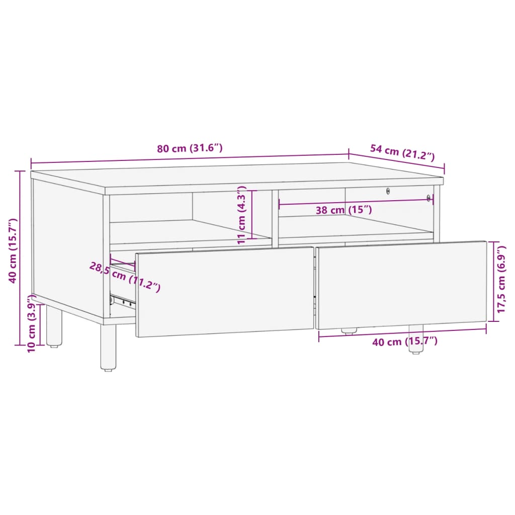 Coffee Table Black 80X54X40 Cm Engineered Wood