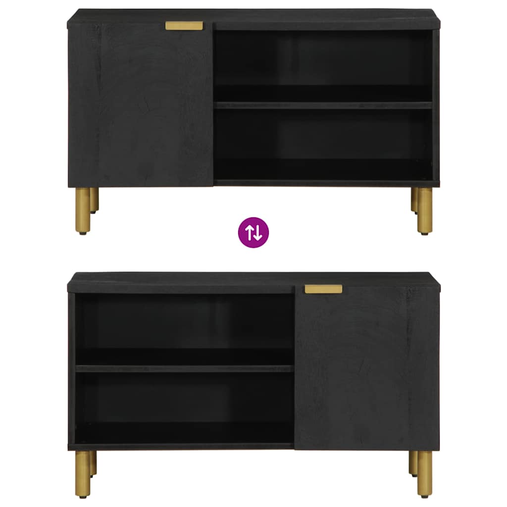 Media Storage Cabinet Tv Black 80X33X46 Cm Engineered Wood solid mango wood 80 c