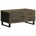 Coffee Table Black Solid Mango Wood Industrial Living Room Furniture 80cm metal